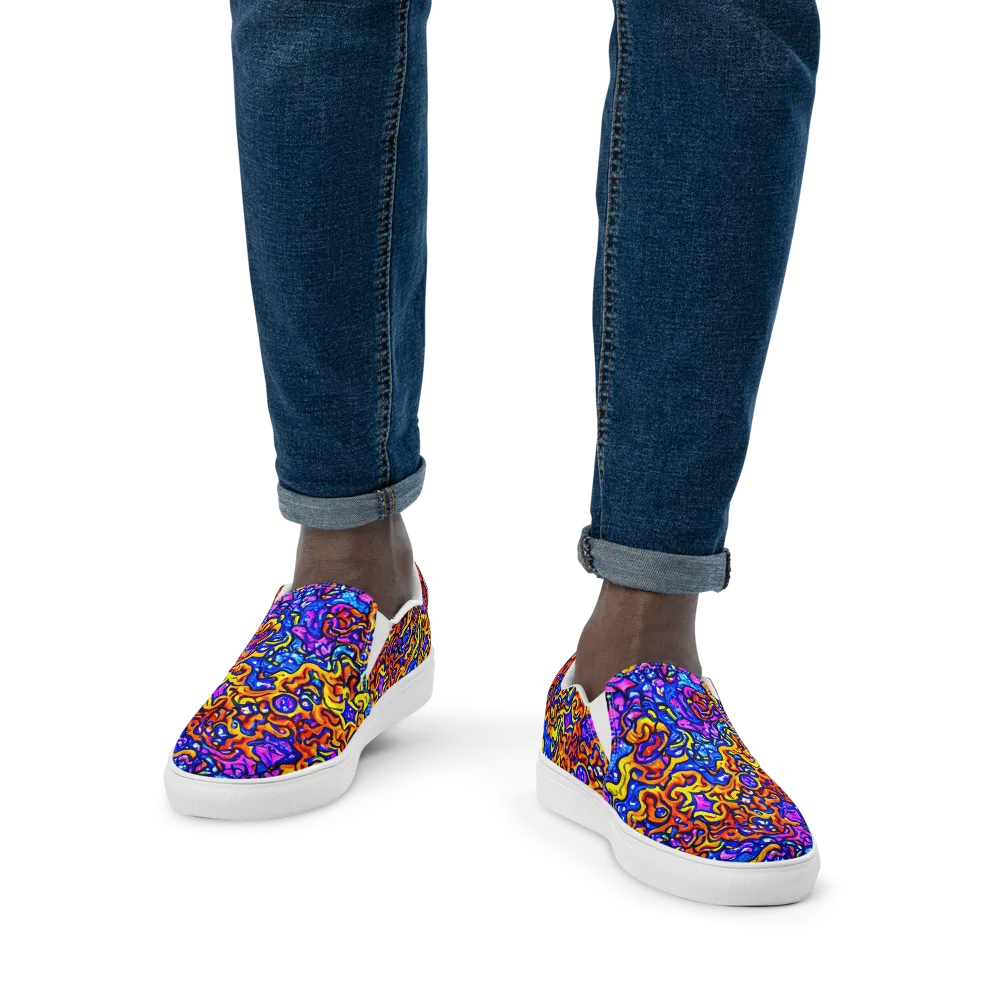 Saturated Whirl on Men's Slip-On Canvas Shoes — Front