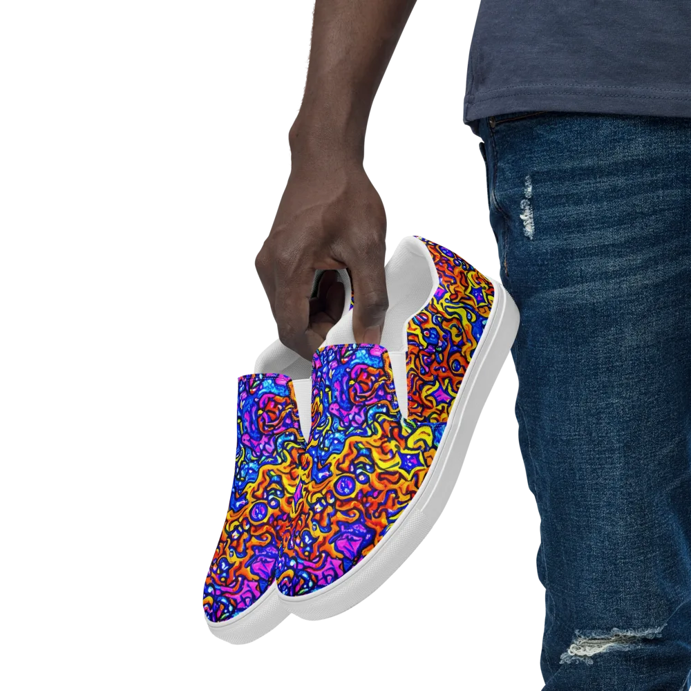 Saturated Whirl on Men's Slip-On Canvas Shoes — Left Front