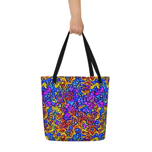 Saturated Whirl on a Large Tote Bag W/ Pocket