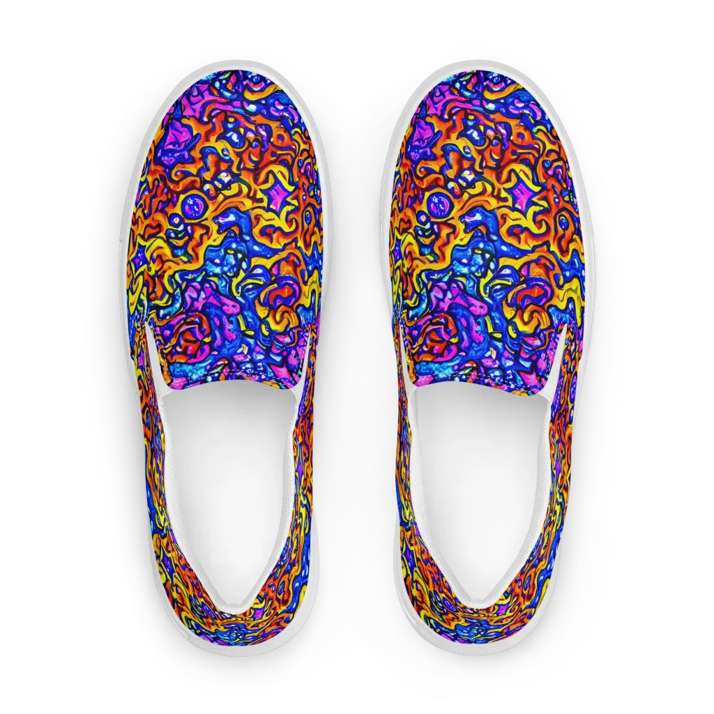 Saturated Whirl on Women's Slip-On Canvas Shoes — Front