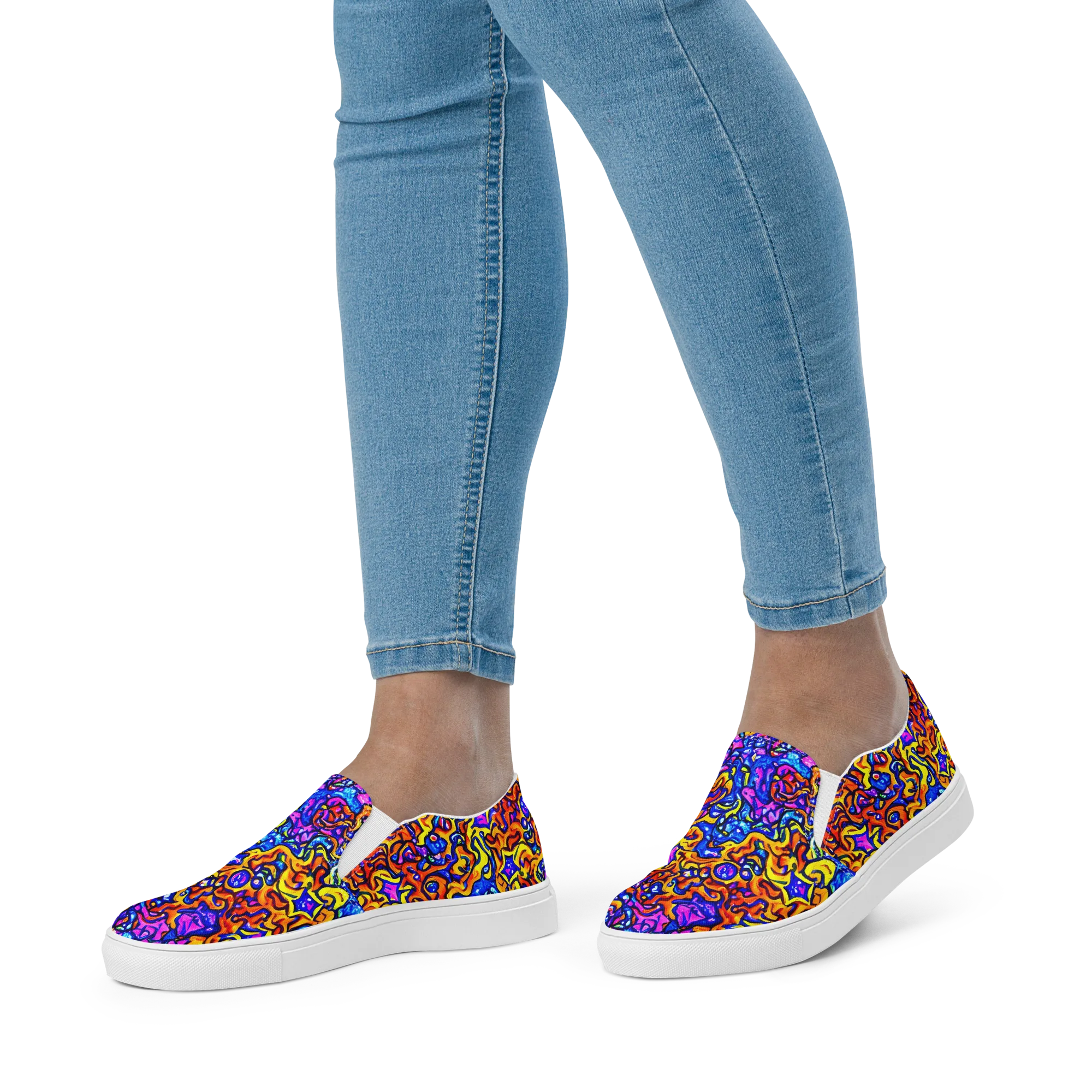 Saturated Whirl on Women's Slip-On Canvas Shoes — Front