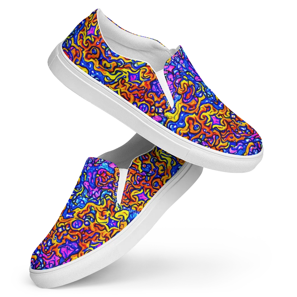 Saturated Whirl on Women's Slip-On Canvas Shoes — Front