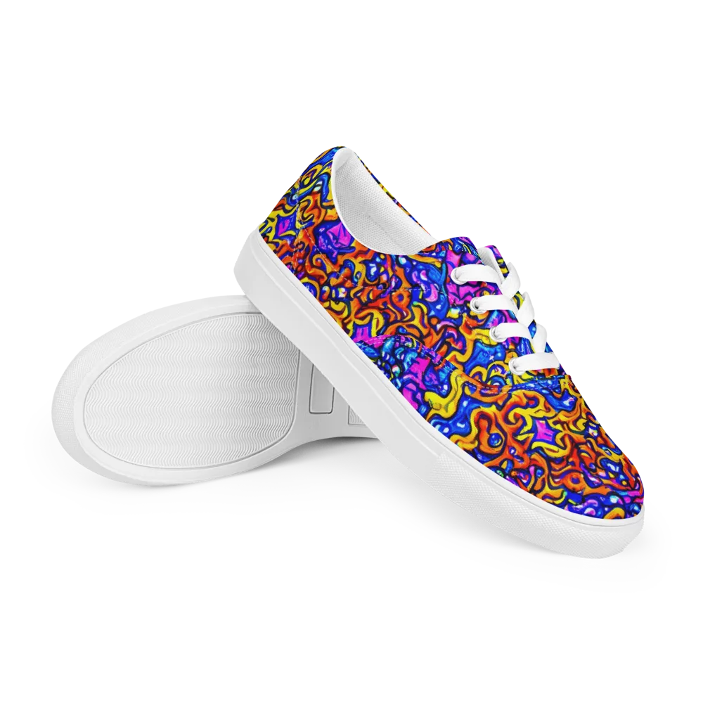 Saturated Whirl on Men's Lace-Up Canvas Shoes — Right Front