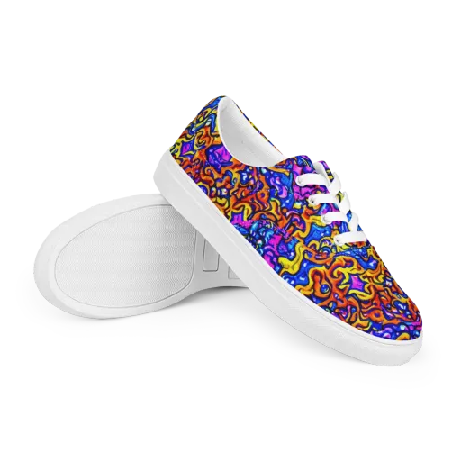 Saturated Whirl on a Men's Lace-Up Canvas Shoes