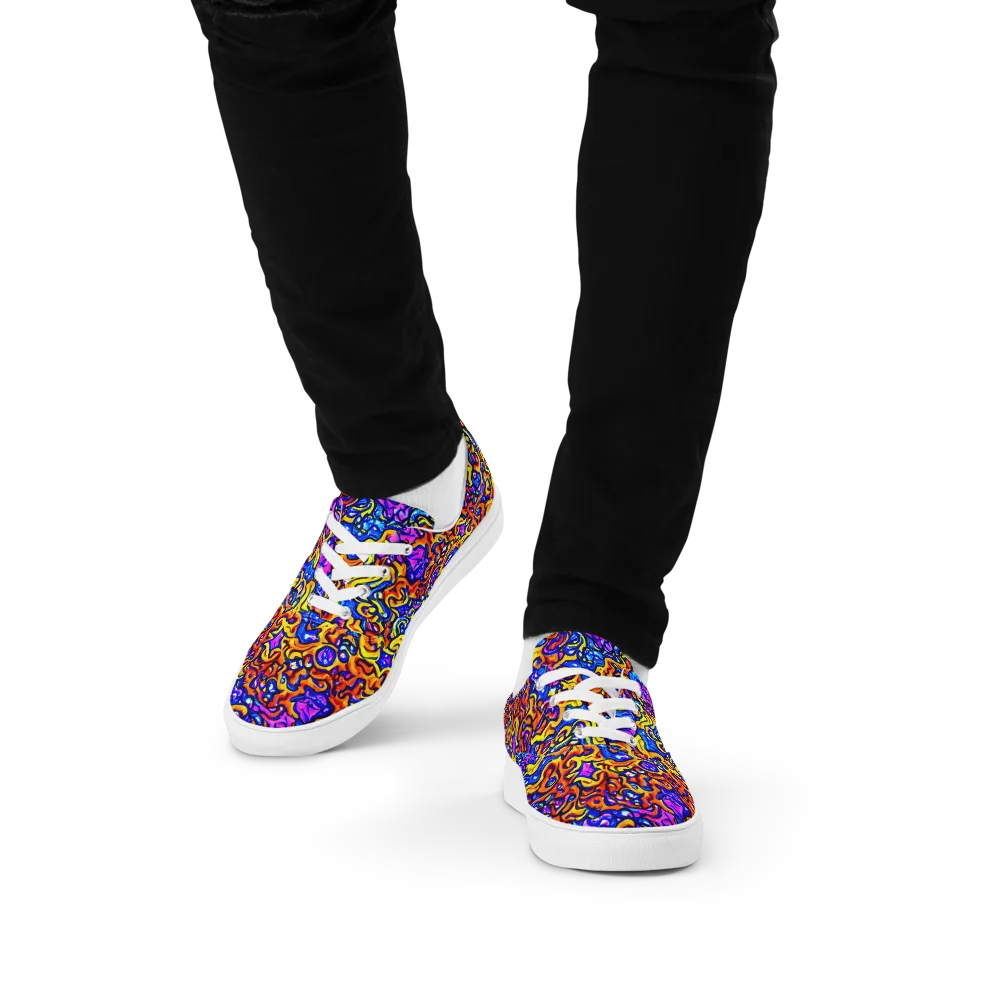 Saturated Whirl on Men's Lace-Up Canvas Shoes — Front