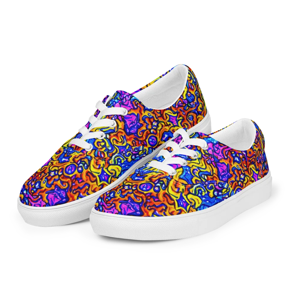 Saturated Whirl on Men's Lace-Up Canvas Shoes — Left Front