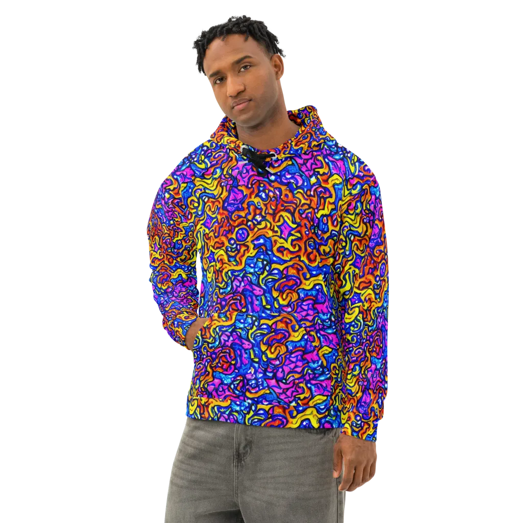 Saturated Whirl on Cotton Hoodie — Left Front