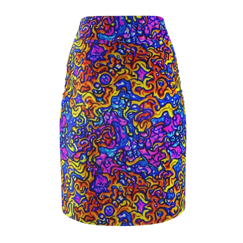 Saturated Whirl on Pencil Skirt — Back