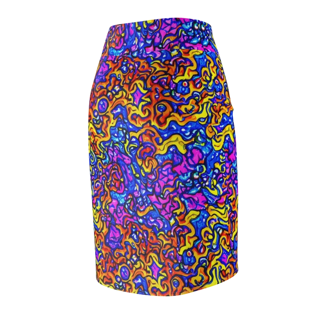 Saturated Whirl on Pencil Skirt — Back Side