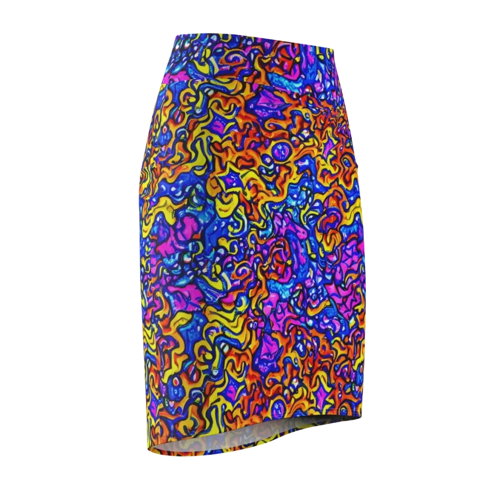 Saturated Whirl on Pencil Skirt — Front Side