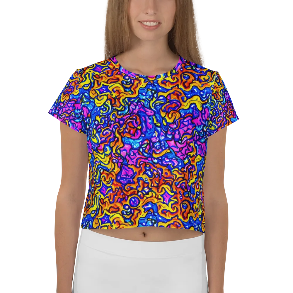 Saturated Whirl on Crop Tee — Front