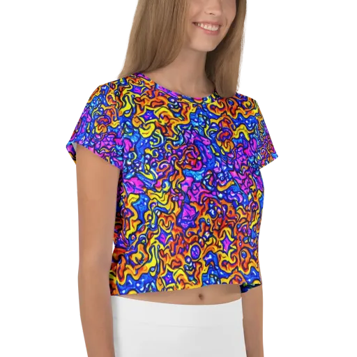 Saturated Whirl on a Crop Tee
