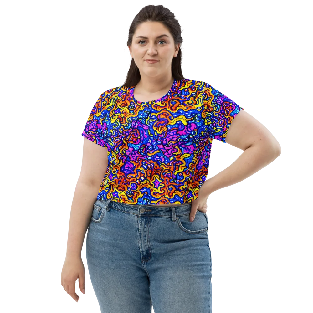Saturated Whirl on Crop Tee — Front
