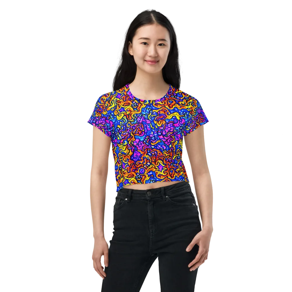 Saturated Whirl on Crop Tee — Front