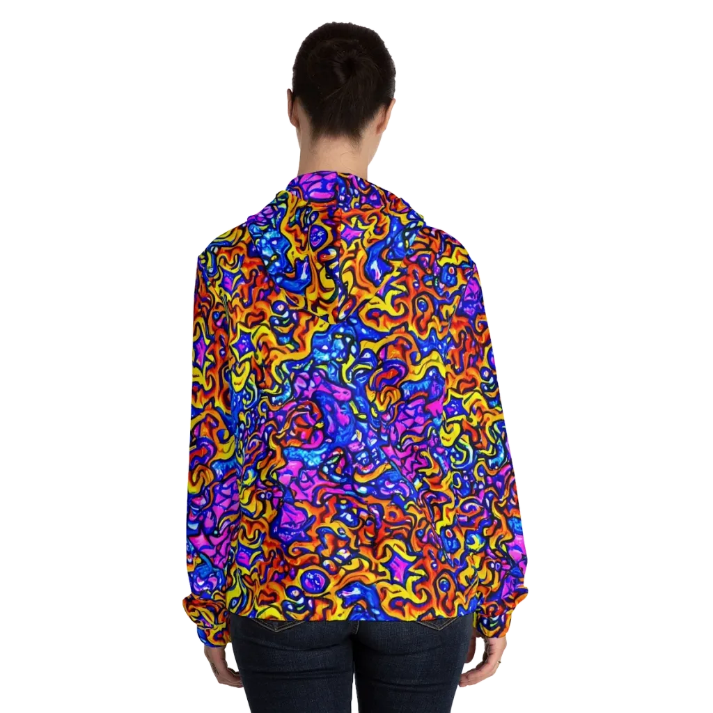 Saturated Whirl on Women's Full-Zip Hoodie — Back On Person