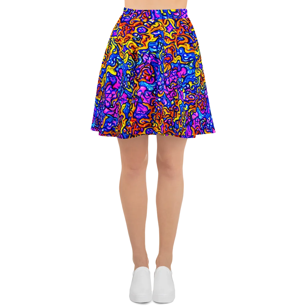 Saturated Whirl on Skater Skirt — Front