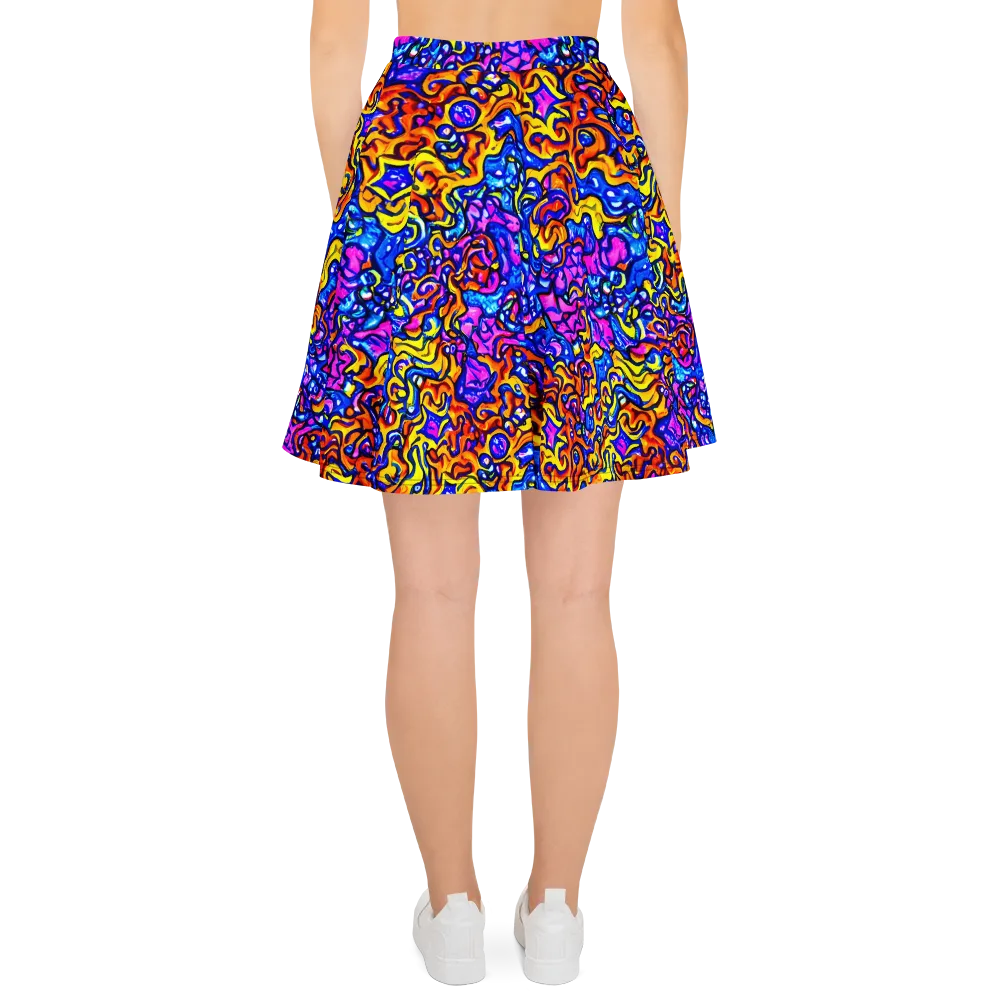 Saturated Whirl on Skater Skirt — Back