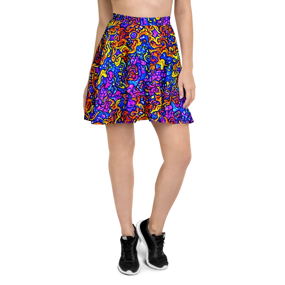 Saturated Whirl on Skater Skirt — Front