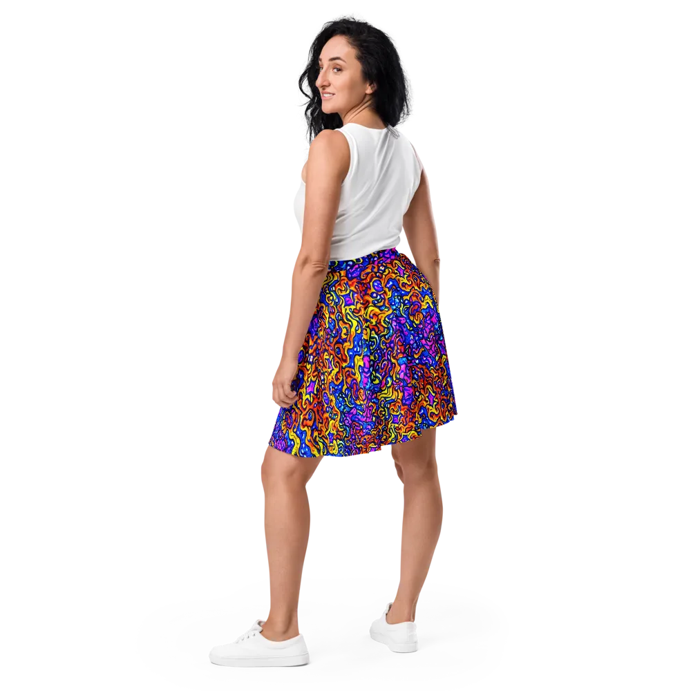Saturated Whirl on Skater Skirt — Back