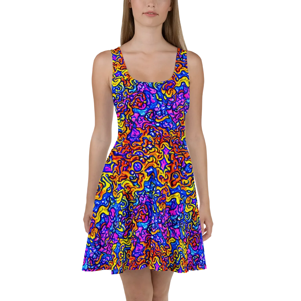 Saturated Whirl on Skater Dress — Front