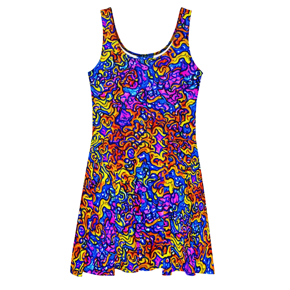 Saturated Whirl on Skater Dress — Front