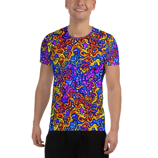 Saturated Whirl on a Men's Athletic T-Shirt
