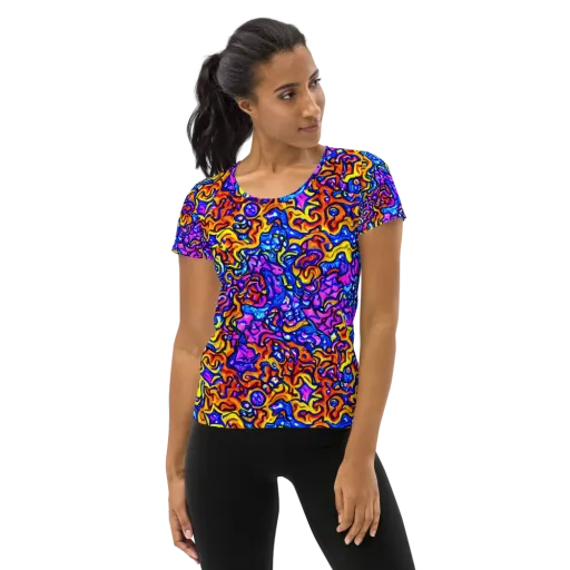 Saturated Whirl on a Women's Athletic T-Shirt
