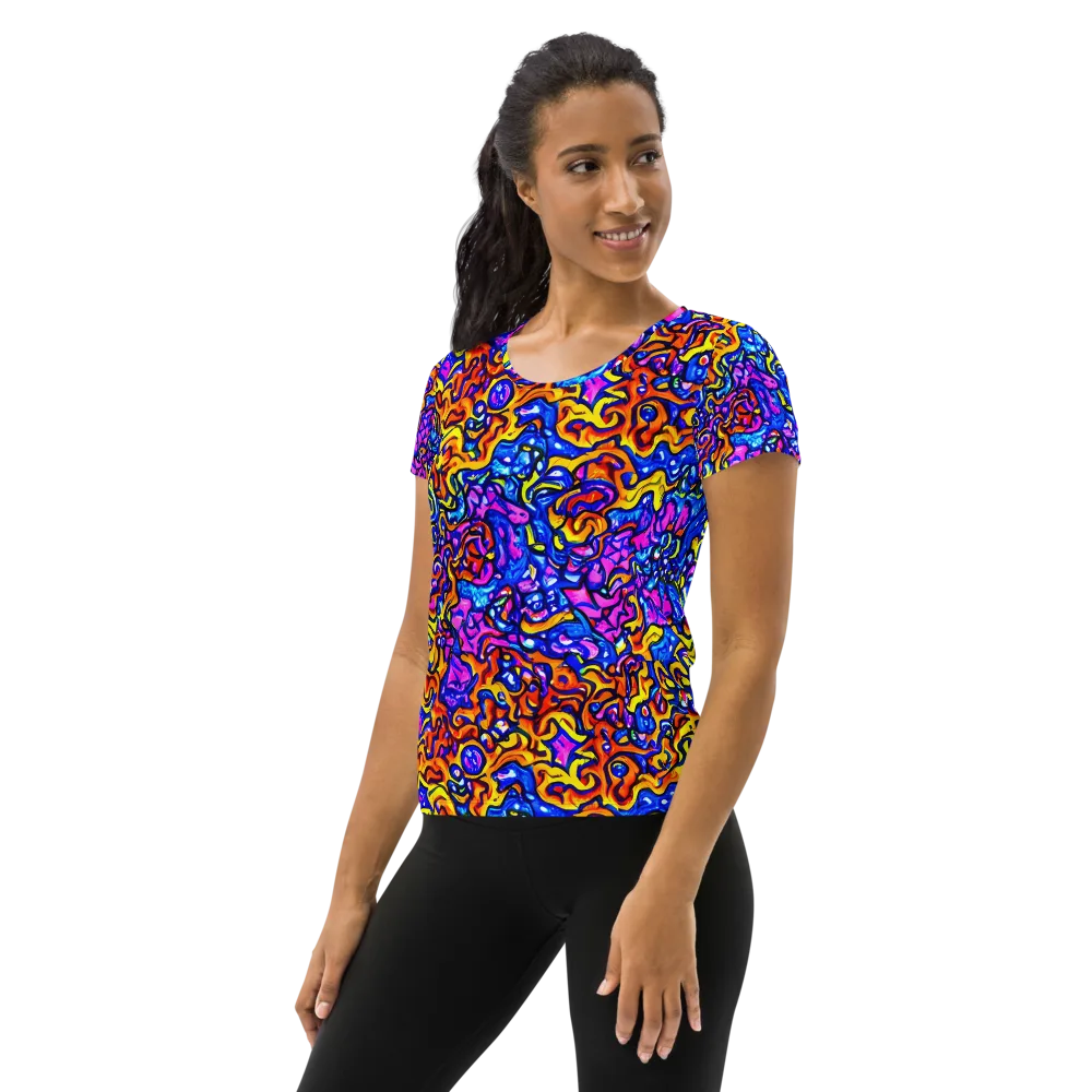 Saturated Whirl on Women's Athletic T-Shirt — Left