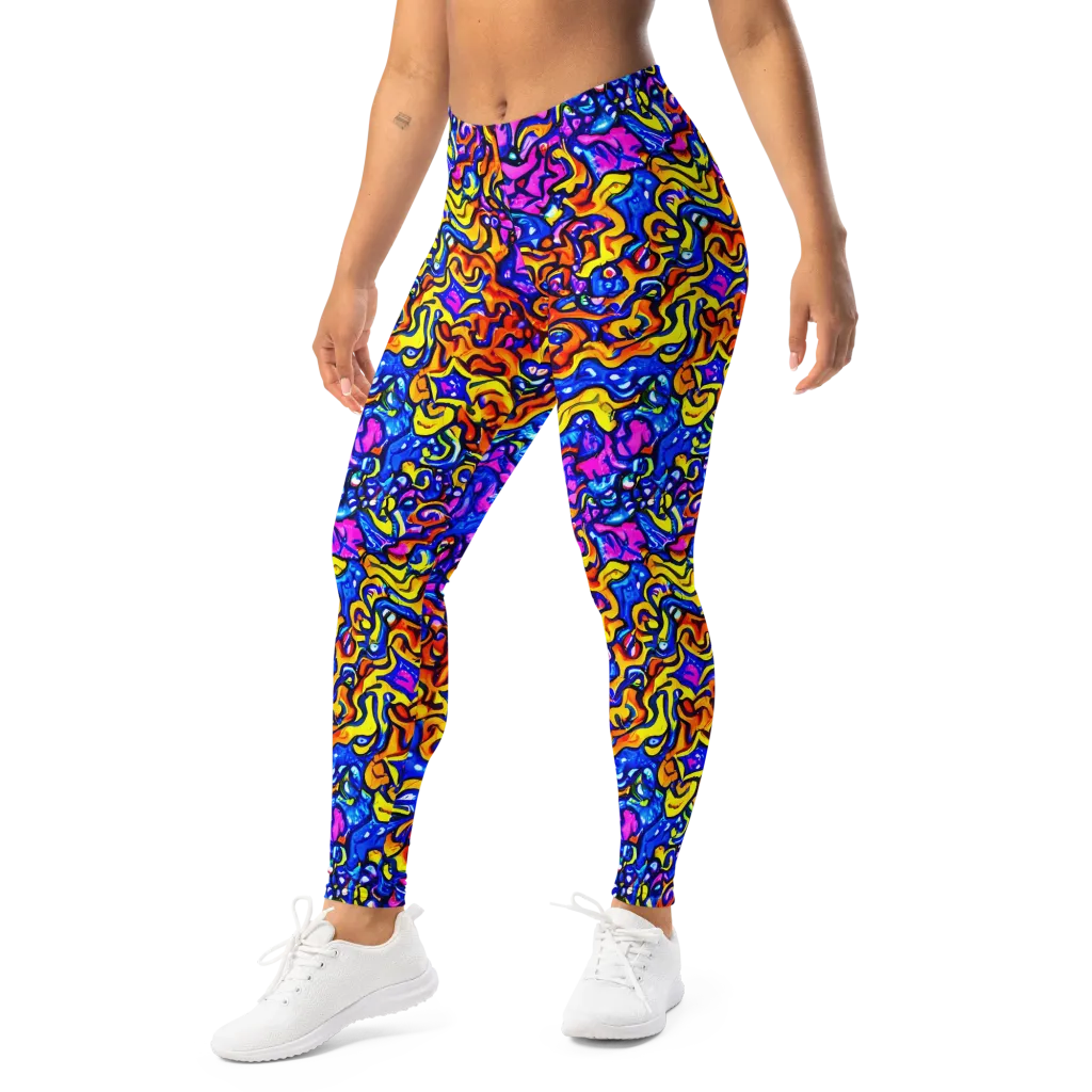 Saturated Whirl on Leggings — Left Front