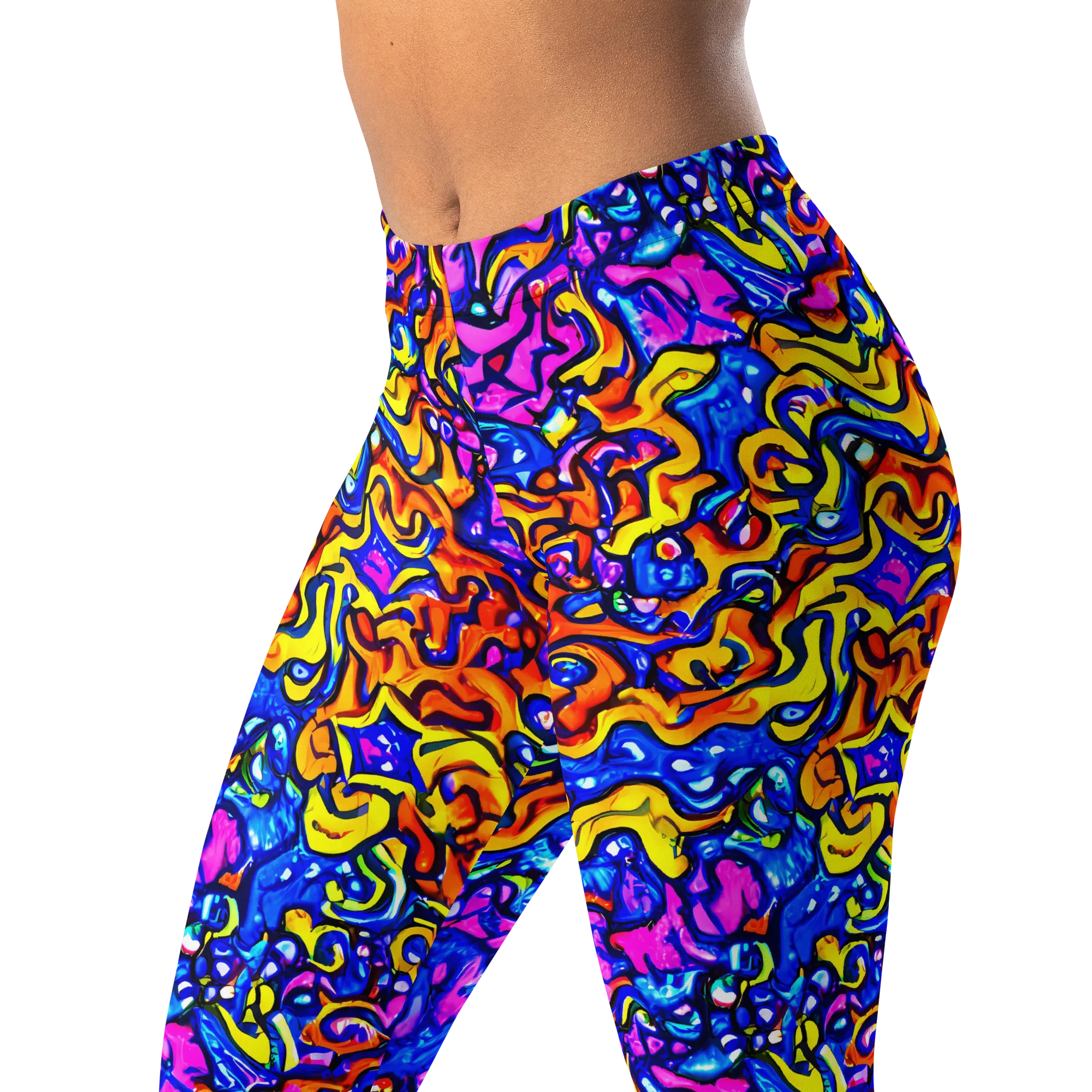 Saturated Whirl on Leggings — Left Front