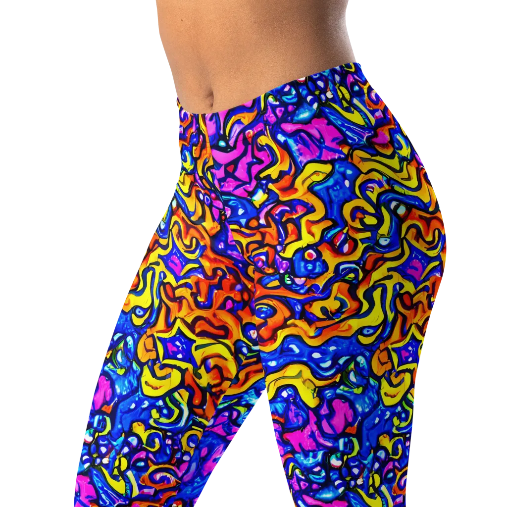 Saturated Whirl on Leggings — Left Front