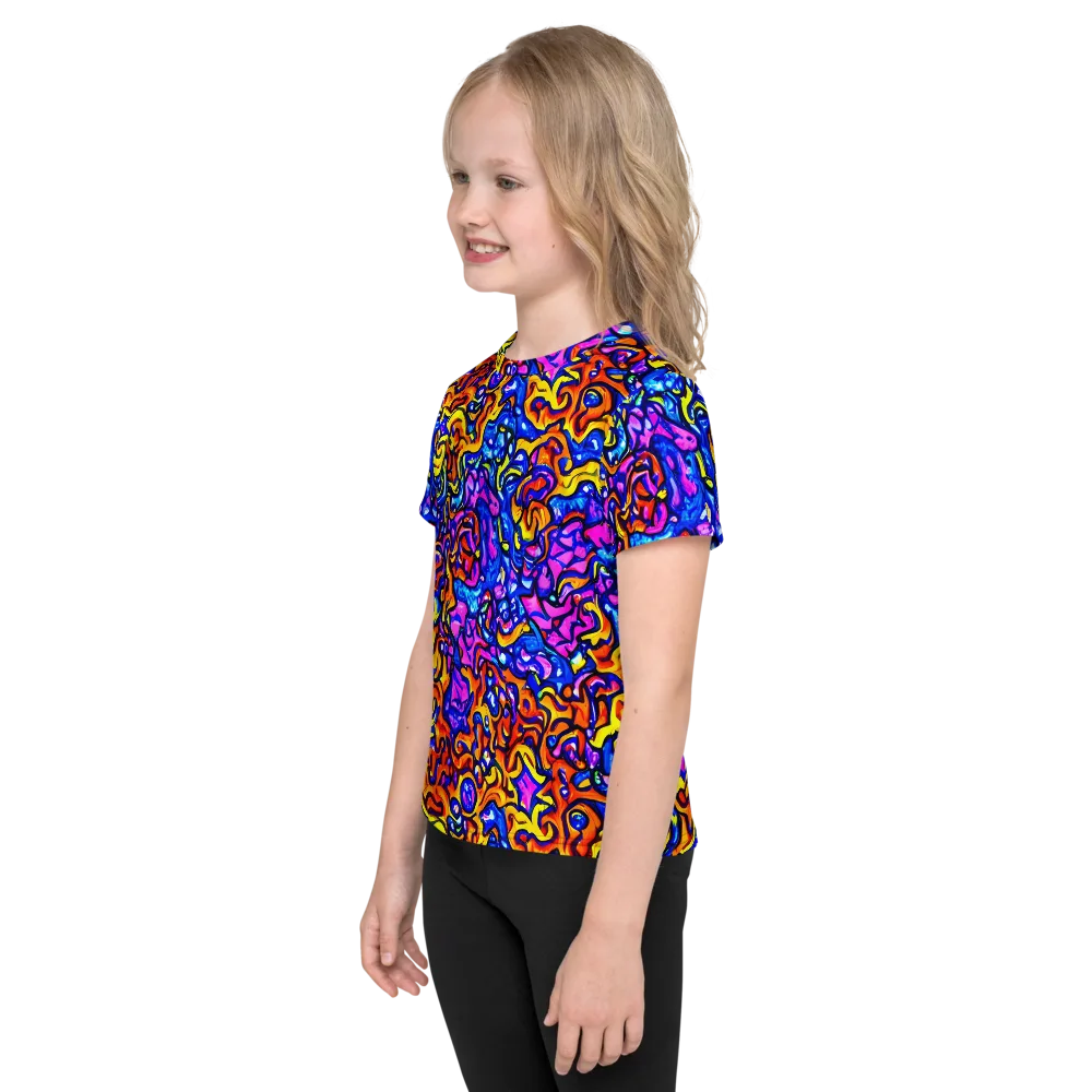 Saturated Whirl on Kids Crew Neck T-Shirt — Left