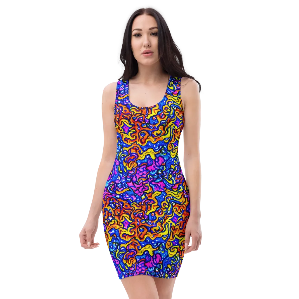 Saturated Whirl on Bodycon Dress — Front