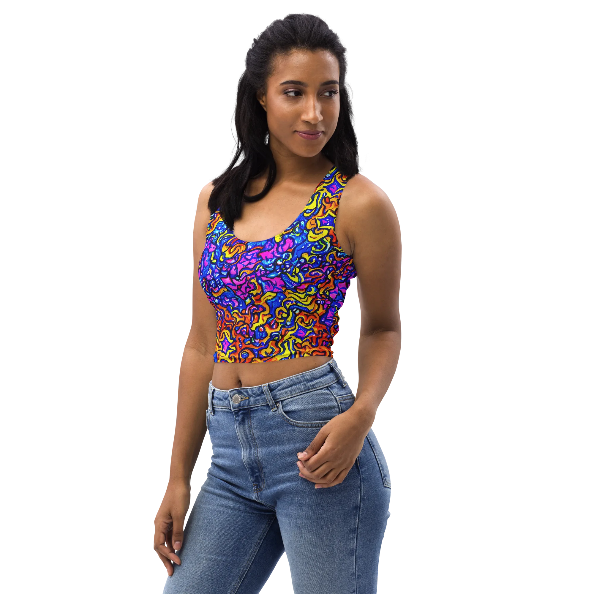 Saturated Whirl on Crop Top — Left Front