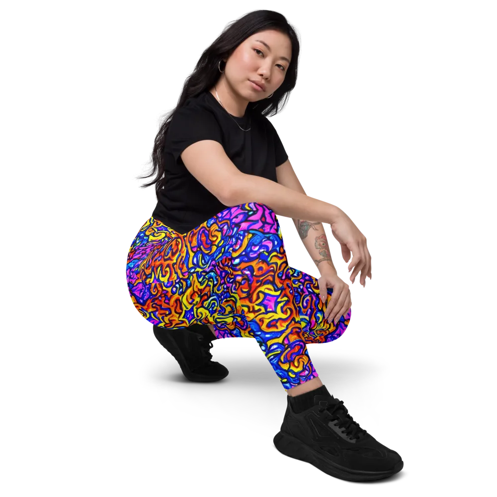 Saturated Whirl on Leggings with Pockets — Right Front