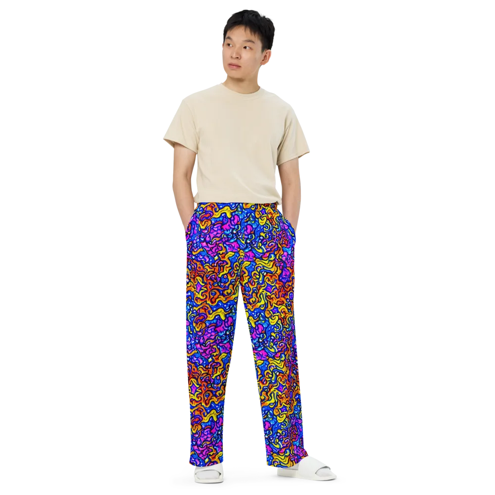 Saturated Whirl on Wide-Leg Pants — Front