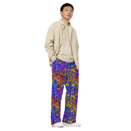 Saturated Whirl on a Wide-Leg Pants