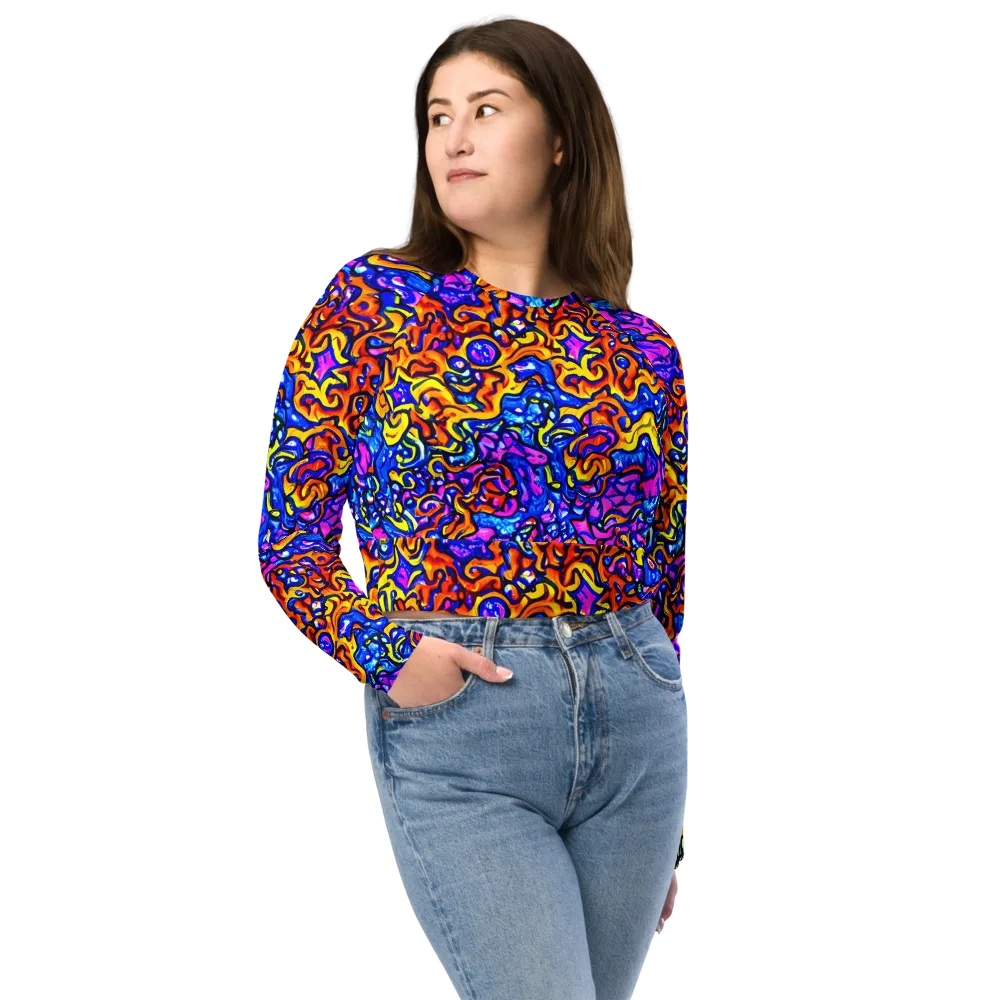 Saturated Whirl on Long Sleeve Crop Top — Front