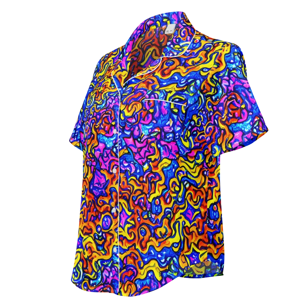 Saturated Whirl on Women's Short Sleeve Pajama Top — Left Front