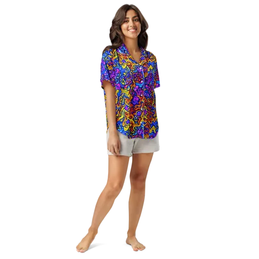 Saturated Whirl on a Women's Short Sleeve Pajama Top