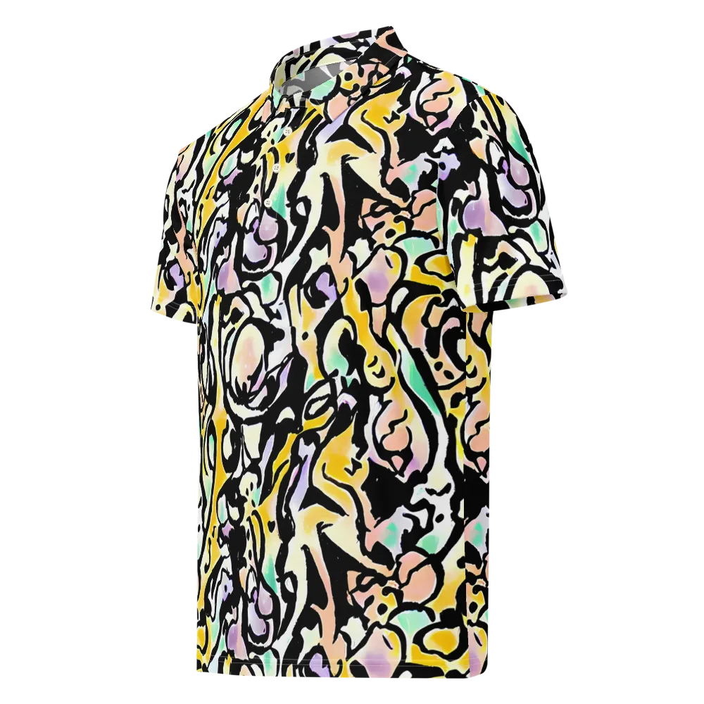 Pastel Ink Riot on Men's Slim Fit Polo Shirt — Left Front