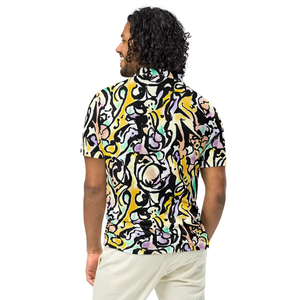 Pastel Ink Riot on Men's Slim Fit Polo Shirt — Back