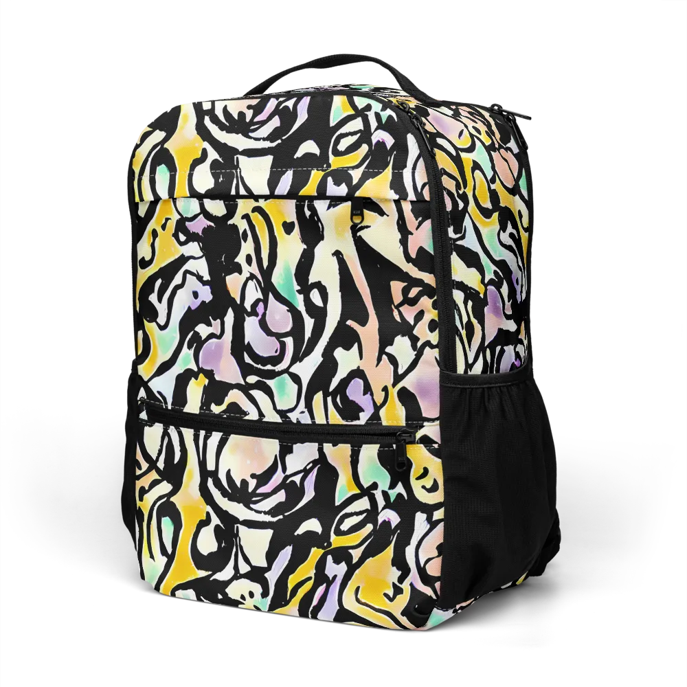 Pastel Ink Riot on Utility Backpack — Left Front