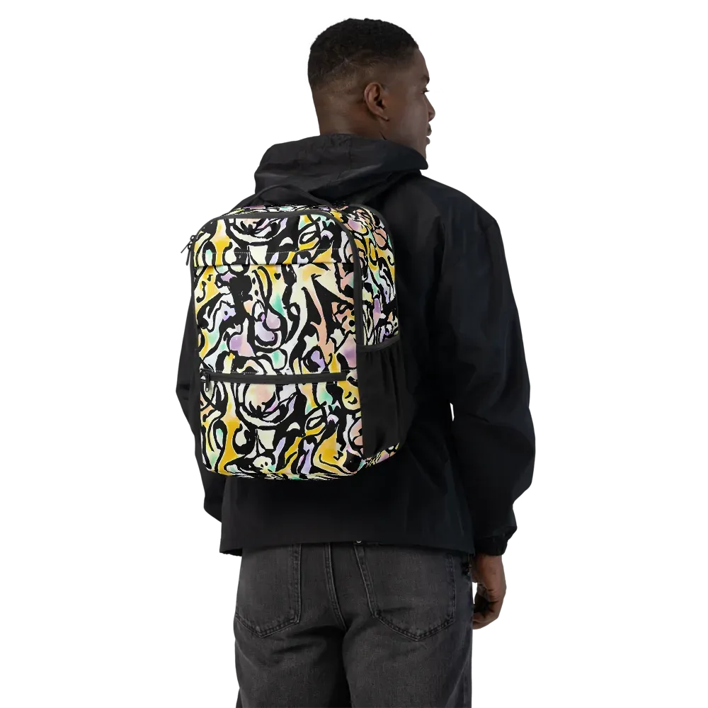 Pastel Ink Riot on Utility Backpack — Back
