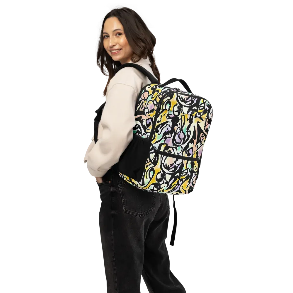 Pastel Ink Riot on Utility Backpack — Back
