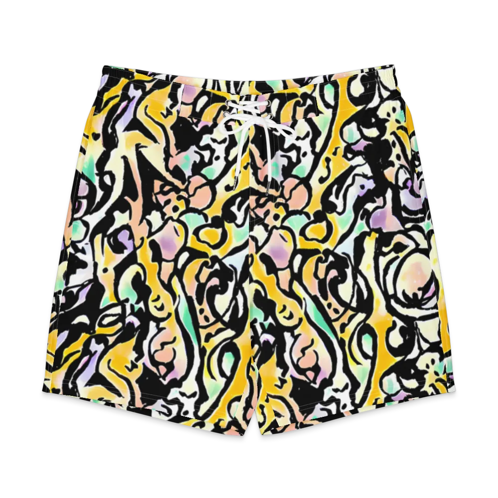 Pastel Ink Riot on Men's Board Shorts — Front