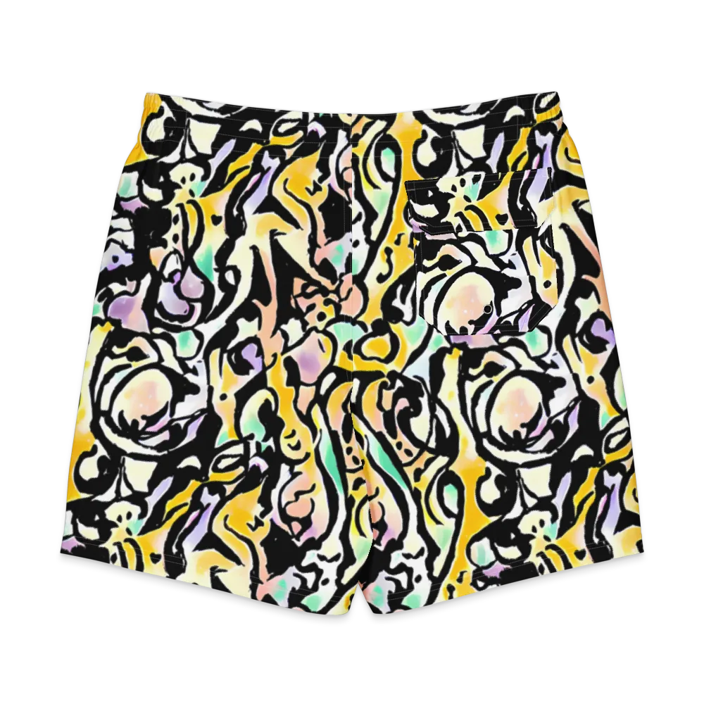 Pastel Ink Riot on Men's Board Shorts — Back