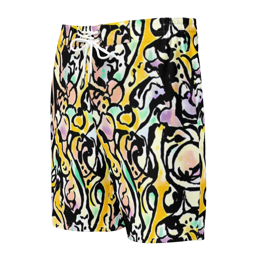 Pastel Ink Riot on Men's Board Shorts — Front
