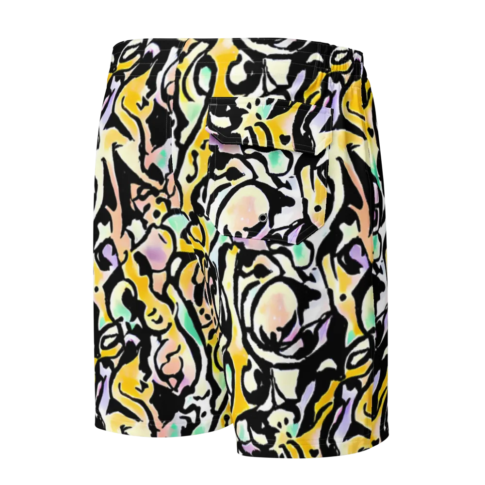 Pastel Ink Riot on Men's Board Shorts — Back