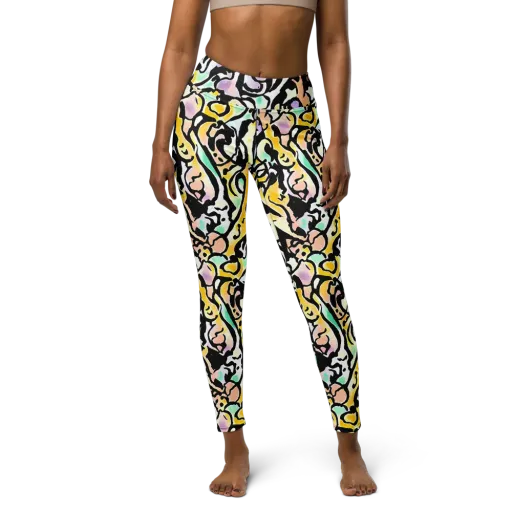 Pastel Ink Riot on a Yoga Leggings